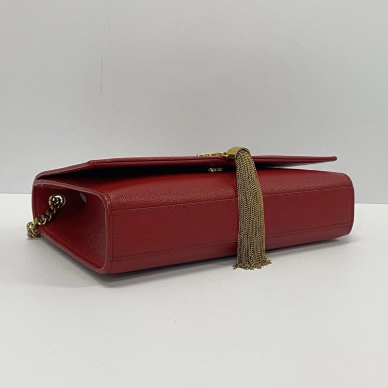 YSL KATE紅金中號流蘇肩背斜背鏈條包24*14.5*5.5 98新配件塵袋-4