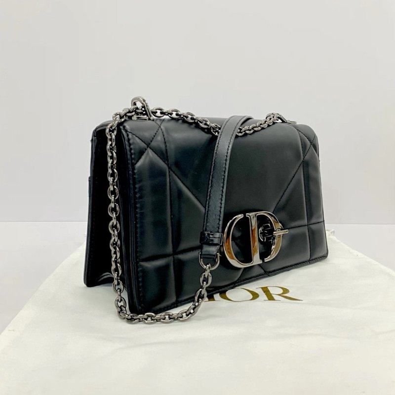 DIOR 全皮黑色銀扣蒙田30手提肩背斜背包 25*15*8 98新配件盒子塵袋購證-1