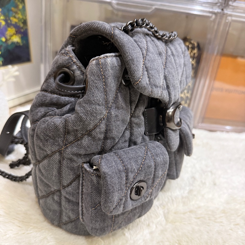 告別2025斷捨離價格🉐正櫃2萬多缺貨🏅95新✨COACH 黑牛仔 黑釦 可斜揹 三用包 三背法TABBY 絎縫後背包 斜揹 肩背 後背-12