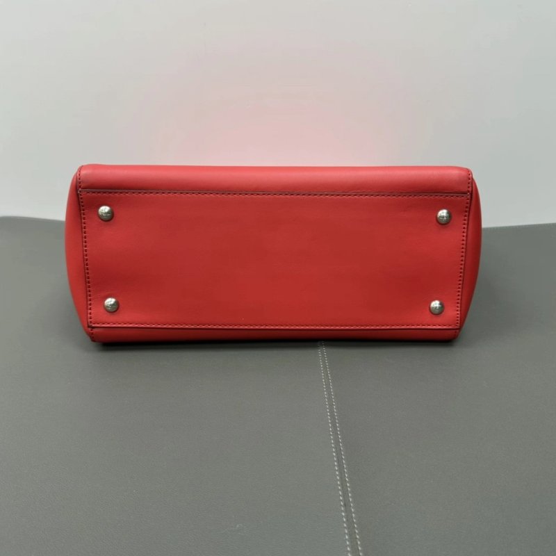 FENDI 紅色銀扣扣Dotcom Click編織手提斜背子母包30*21*14 98新配件塵袋-3