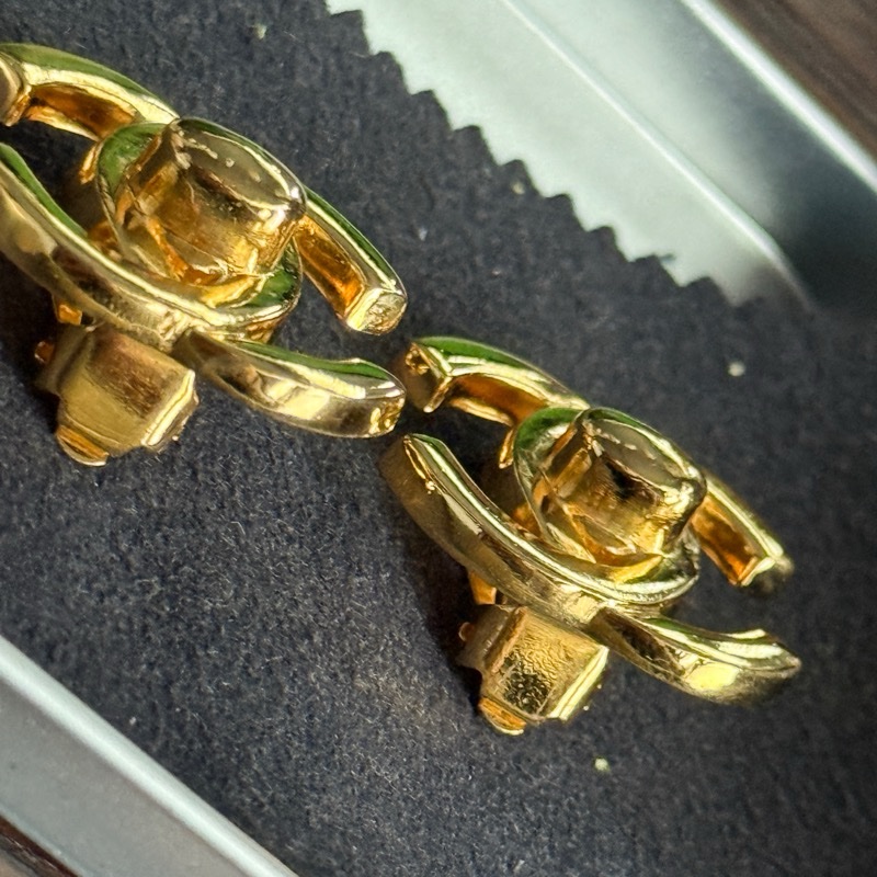 Chanel vintage 金色書包扣logo耳夾/夾式耳環-1