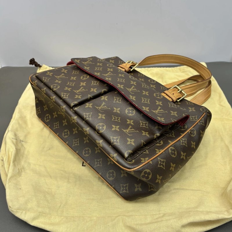 LV 老花金扣手提肩背駱駝包 36*27*11.5 98新配件塵袋-2