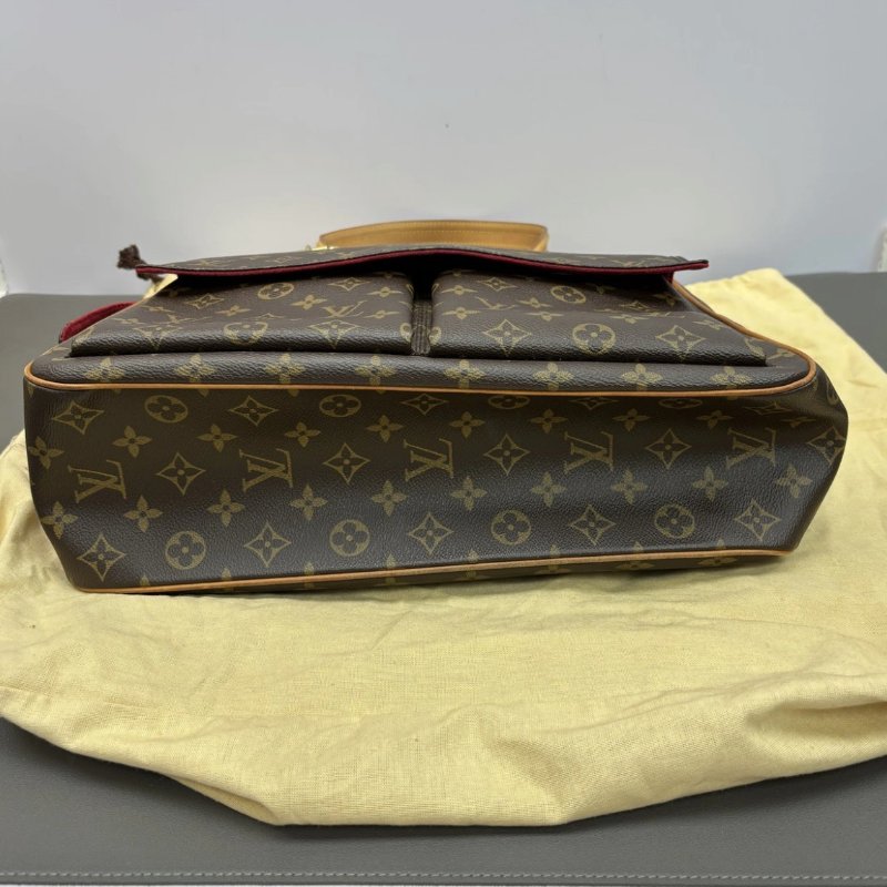 LV 老花金扣手提肩背駱駝包36*27*11.5 98新配件塵袋-3