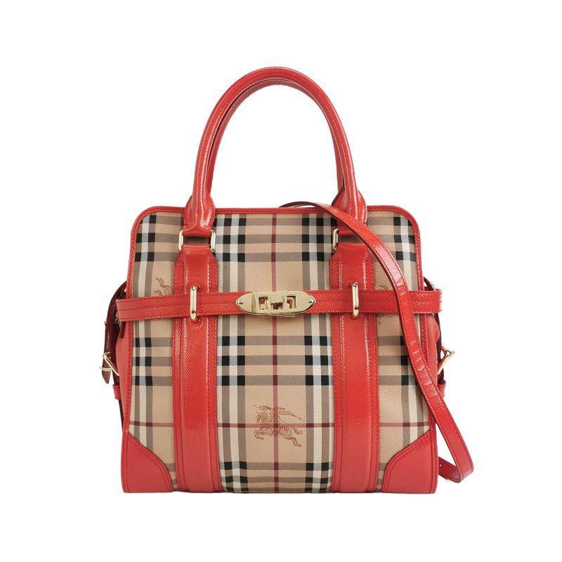 Burberry Minford 牛皮 漆皮 格紋 馬術騎士印花 斜背包 單肩包-0