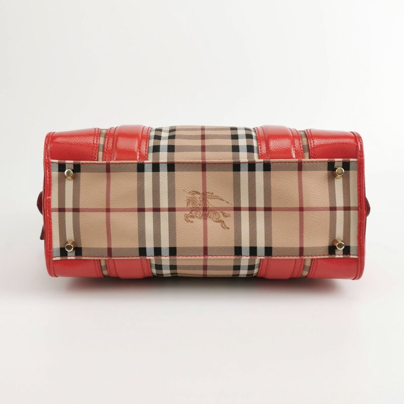 Burberry Minford 牛皮 漆皮 格紋 馬術騎士印花 斜背包 單肩包-5