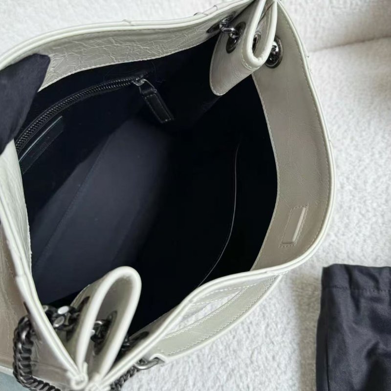 YSL 白色Niki Logo皺褶Totebag 33x27 全新配件塵袋-1