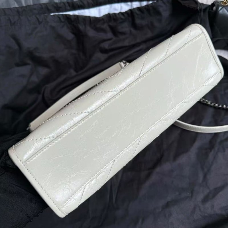 YSL 白色Niki Logo皺褶Totebag 33x27 全新配件塵袋-4