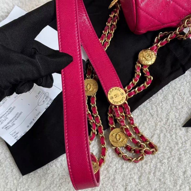 ✨Chanel 金幣鍊條荔枝牛皮mini小水桶 9*12 全新配件塵袋-2