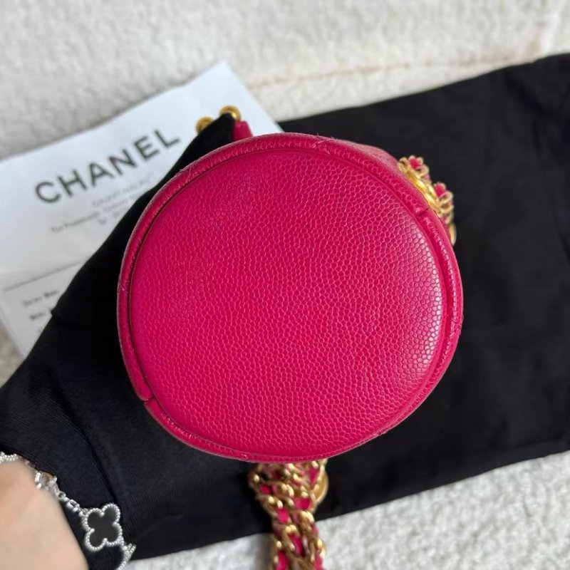 ✨Chanel 金幣鍊條荔枝牛皮mini小水桶 9*12 全新配件塵袋-3