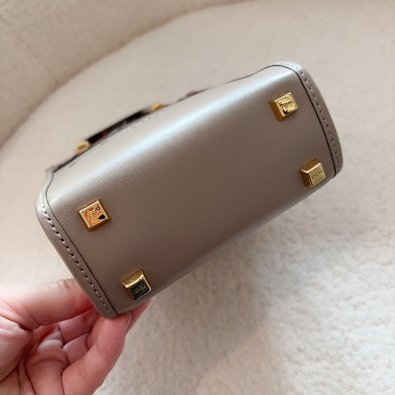 Fendi 大象灰琴譜托特迷你，玳瑁手柄金扣 99新 配件塵袋-5