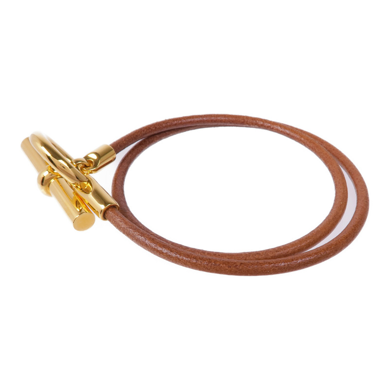 HERMES 皮革Glenan Double Tour Bracelet金扣手帶-1