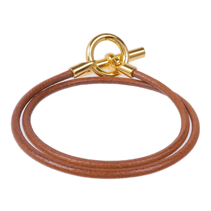 HERMES 皮革Glenan Double Tour Bracelet金扣手帶-2