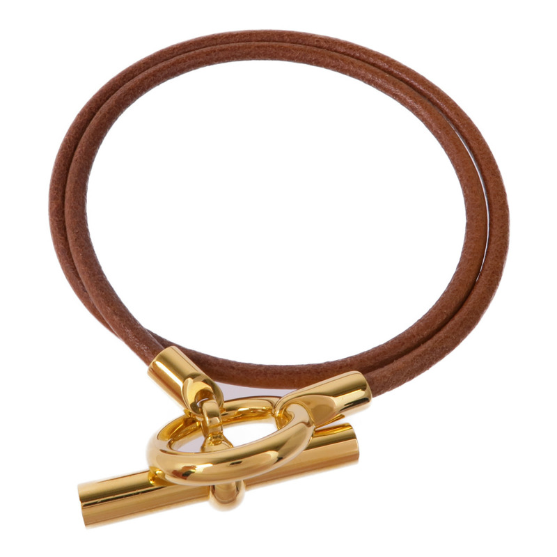 HERMES 皮革Glenan Double Tour Bracelet金扣手帶-3