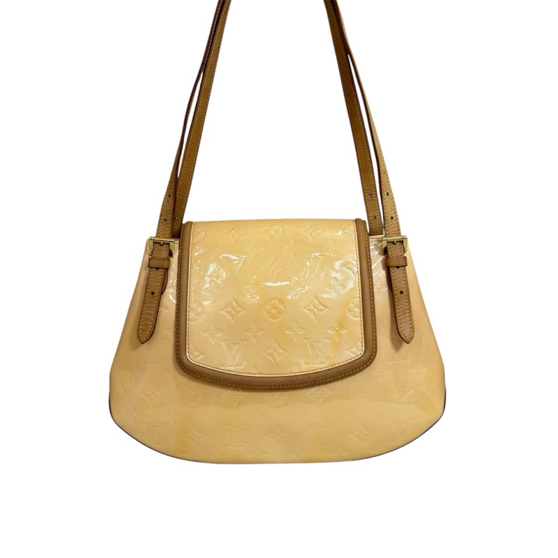 Louis Vuitton 黃色漆皮壓紋肩背包-0