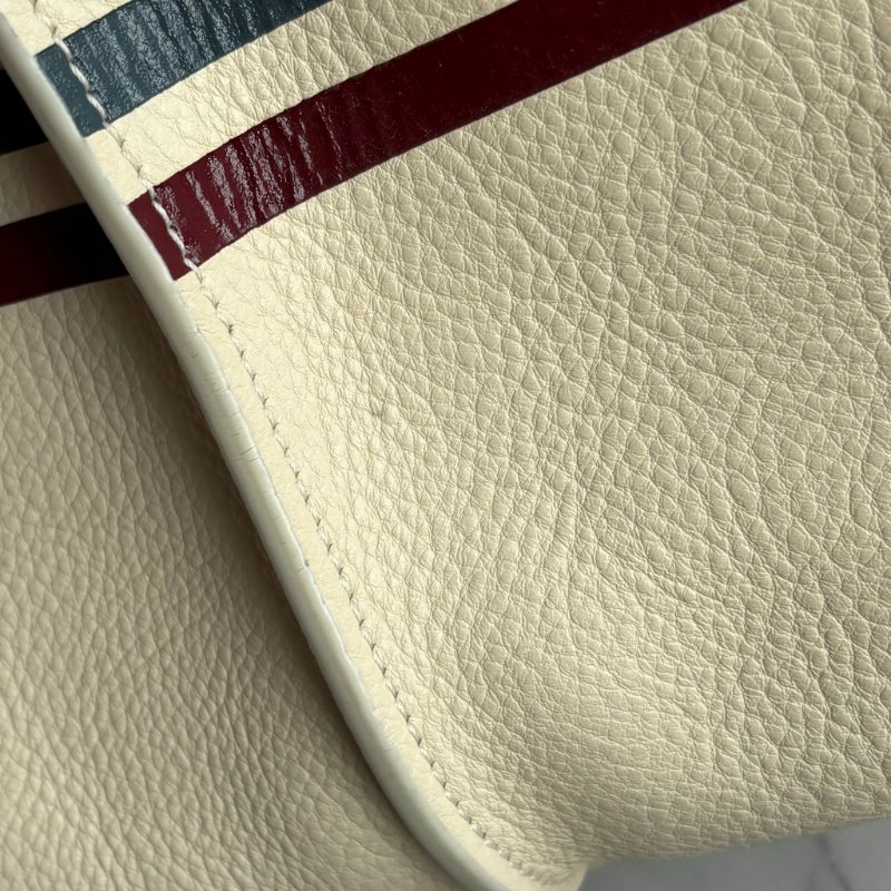 ::Chloe:: Vick Leather Tote 字母 米白色藍紅條紋牛皮托特包 肩背包 購物包-26