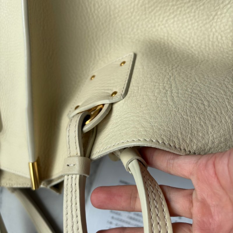 ::Chloe:: Vick Leather Tote 字母 米白色藍紅條紋牛皮托特包 肩背包 購物包-37