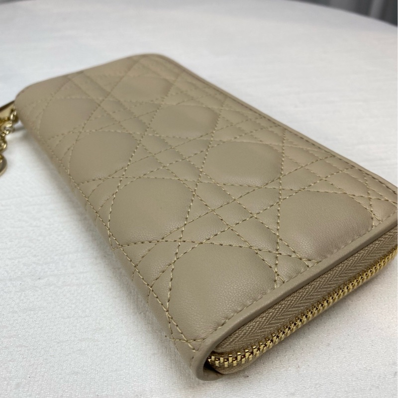 全新 迪奧/Dior 長款錢包 裸色金扣-6