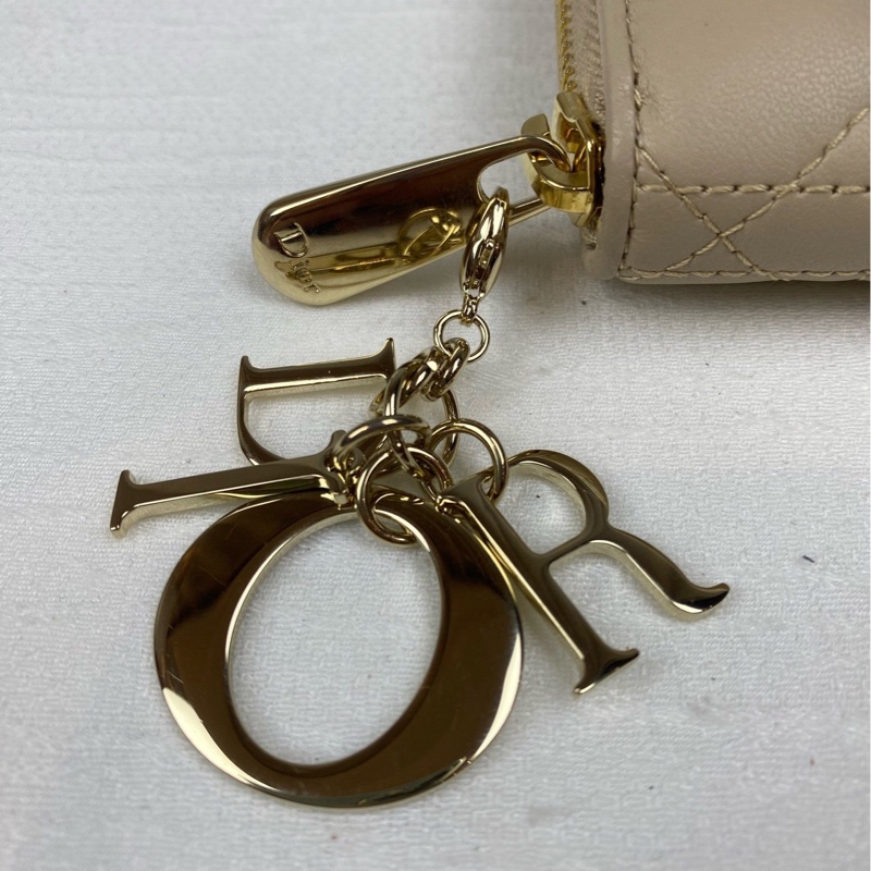全新 迪奧/Dior 長款錢包 裸色金扣-13