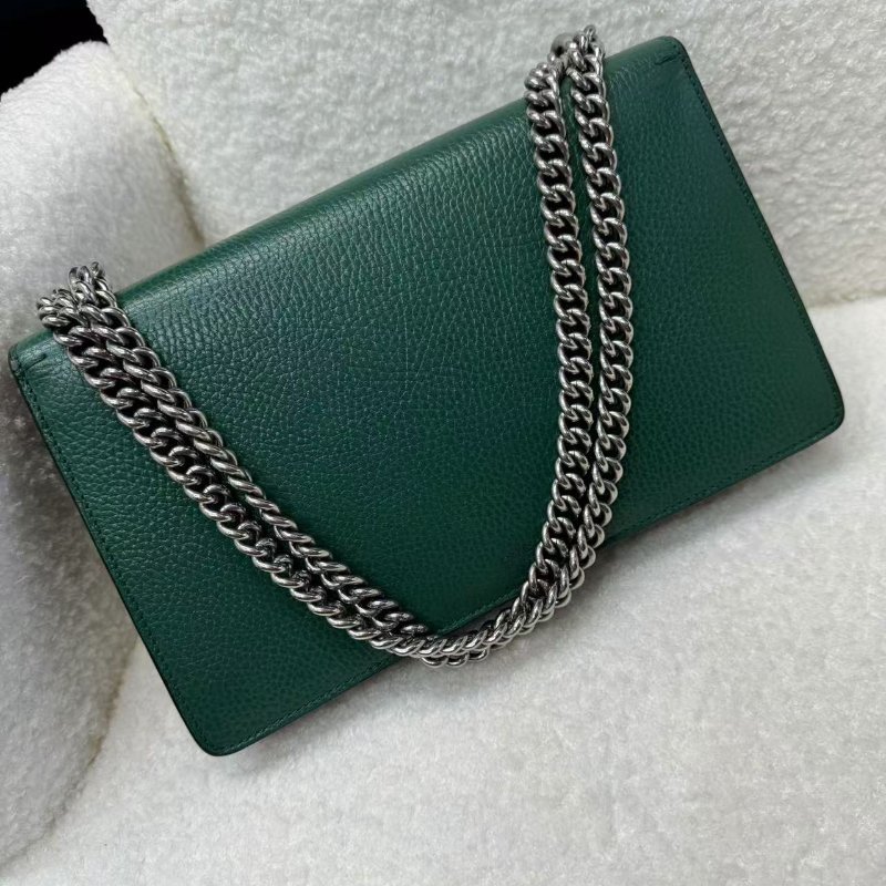 Gucci 鑽扣祖母綠 牛皮酒神中號 高價款 98新 配件塵袋-5