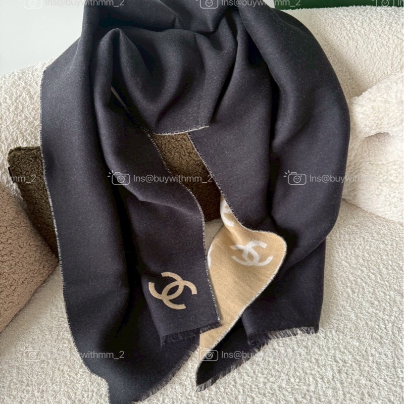 ⭐️賣場有滿額折扣⭐️CHANEL 米色/奶茶色 雙面圍巾-2