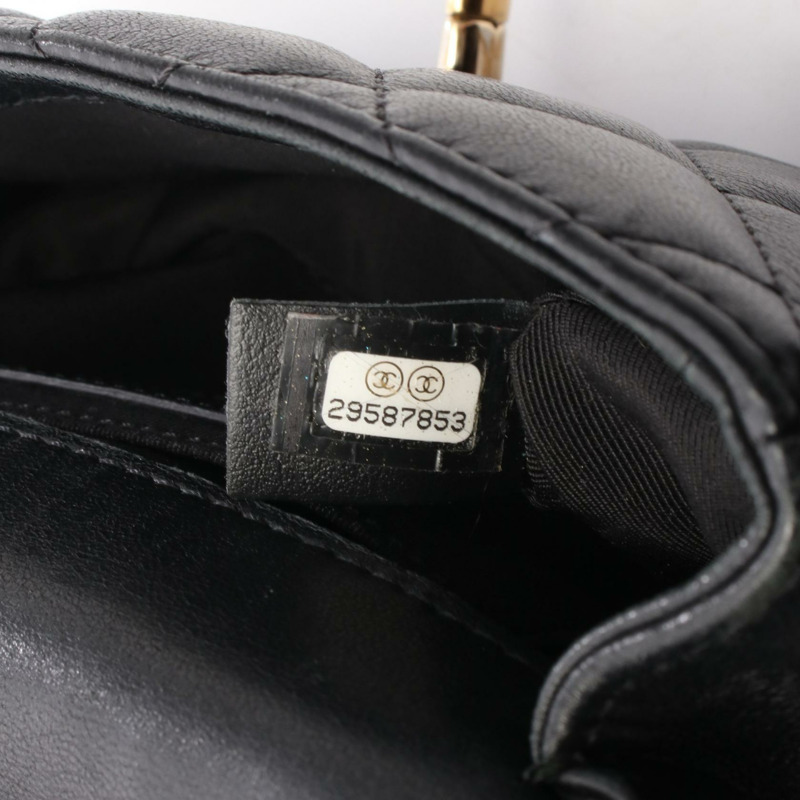CHANEL Matelasse 小號翻蓋單肩包 AS1436 小羊皮 黑色 二手 女士-4