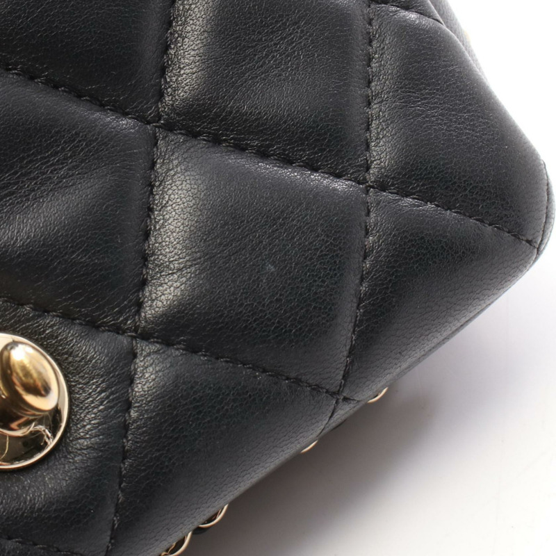 CHANEL Matelasse 小號翻蓋單肩包 AS1436 小羊皮 黑色 二手 女士-5