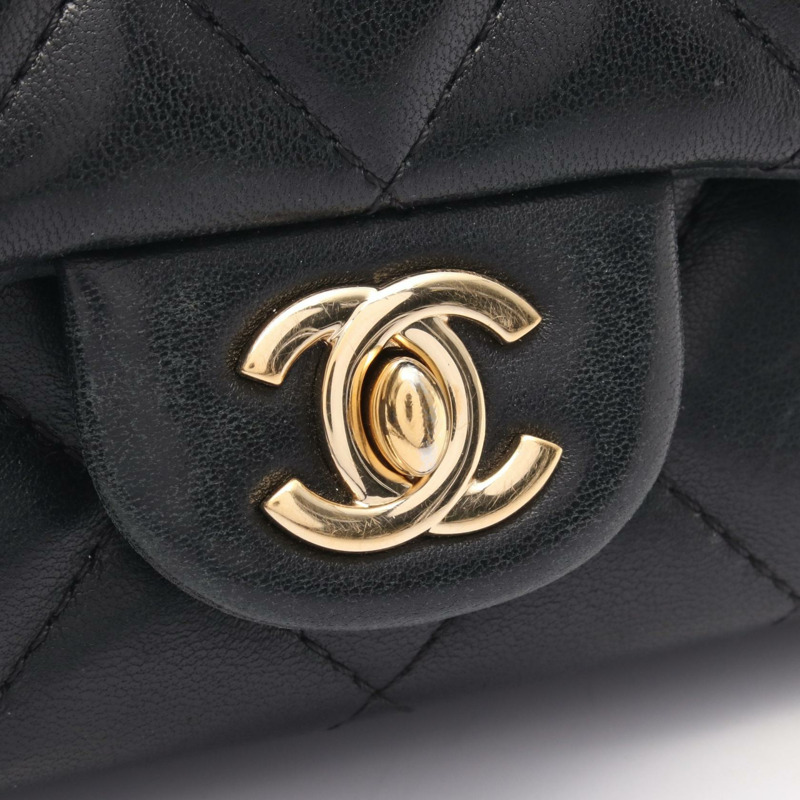 CHANEL Matelasse 小號翻蓋單肩包 AS1436 小羊皮 黑色 二手 女士-6