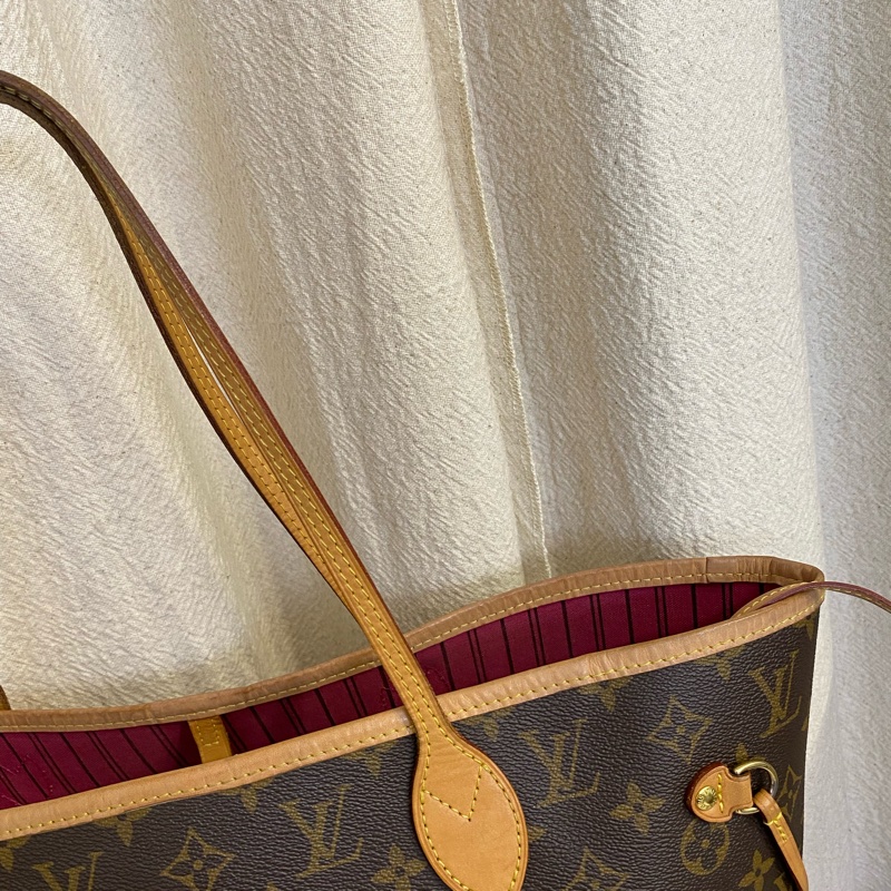 Louis Vuitton 路易威登 Never full  MM中號老花塗層拼玫紅色購物袋-3