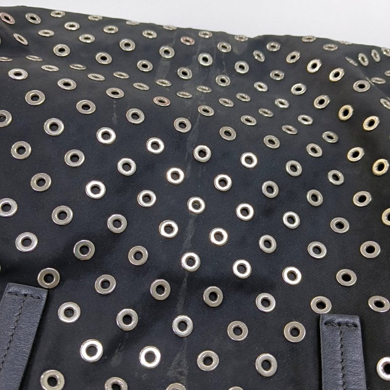 PRADA Tote 托特包 黑色 牛皮 標誌 鉚釘 單肩包 手提包-7