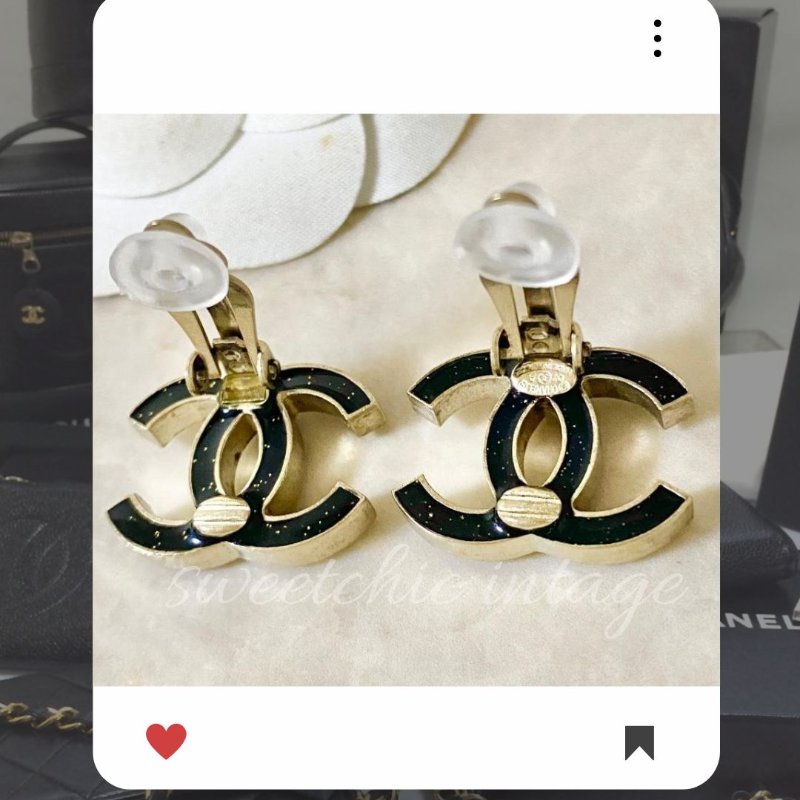 💖9 月新品上架 🔥 ✨經典款!香奈兒 Chanel 黑金珍珠 CC耳夾 🔥 香奈兒熱賣款 香奈兒耳環 CHANEL EARRING-1