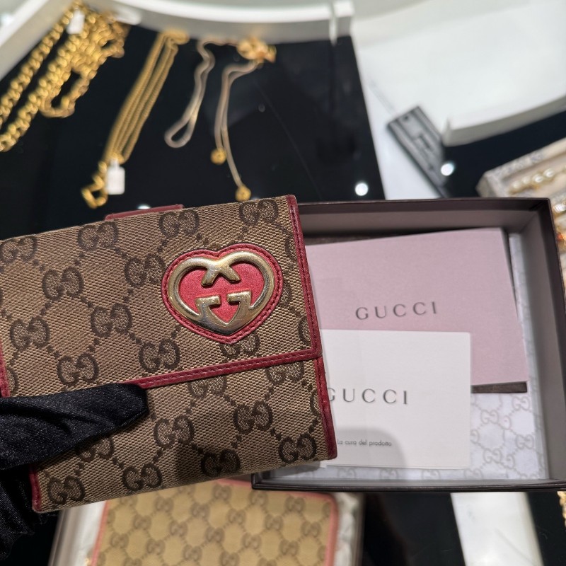 Gucci古馳 愛心老花短夾 銀包 錢包-1