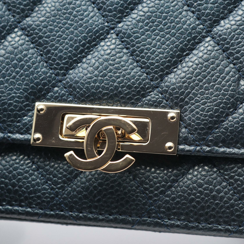 CHANEL Matelasse Cocoroc 斜背包 A80766 皮革 海軍藍 二手 GHW-6