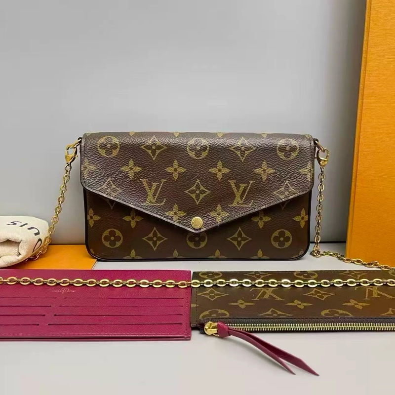 Louis Vuitton 老花 三合一 粉紅內裡-0