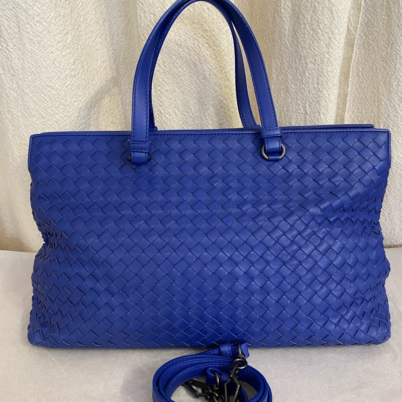 葆蝶家/Bottega Veneta 經典款 藍色手提單肩斜挎包-0