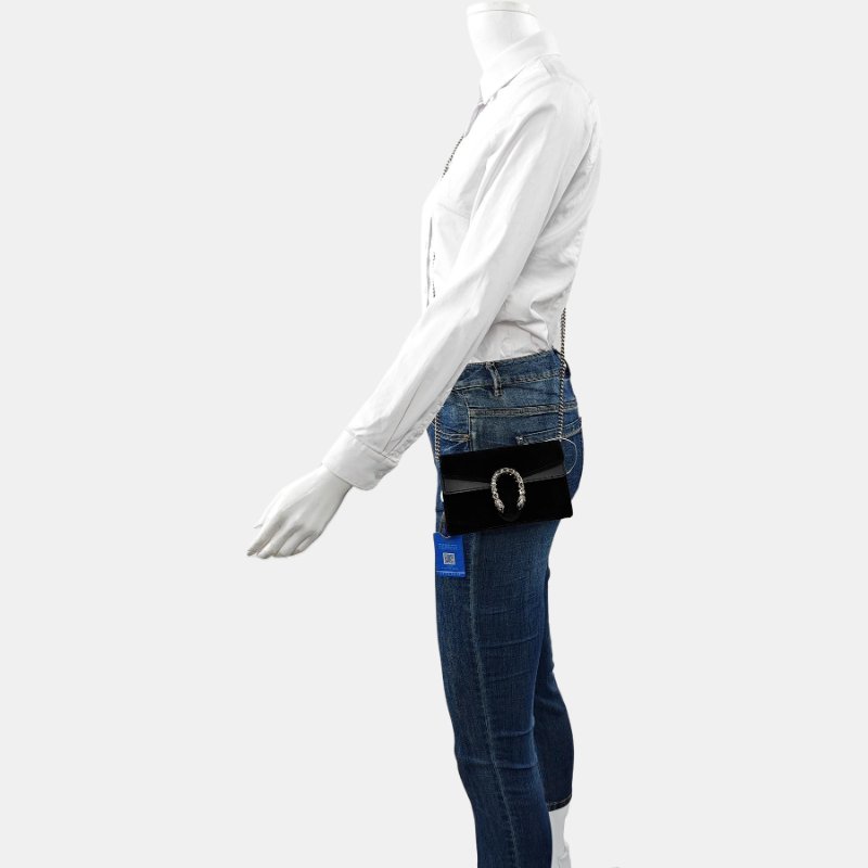 GUCCI Dionysus 超迷你 黑色 絲絨 虎頭 鑲嵌 酒神包 單肩包 斜背包-1