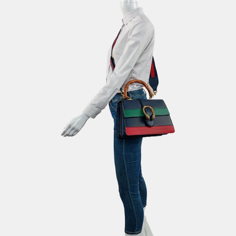 GUCCI Dionysus 中號 多色 牛皮 竹節 條紋 織帶 酒神包 單肩包 手提包-1