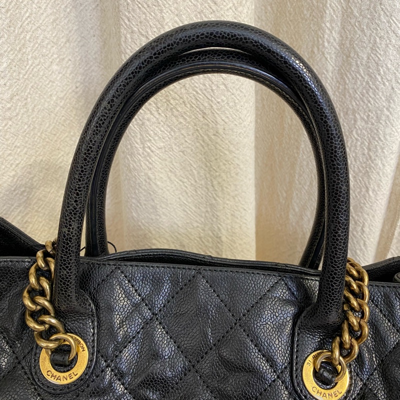 Chanel 黑金軟牛皮tote包可手提單肩-3
