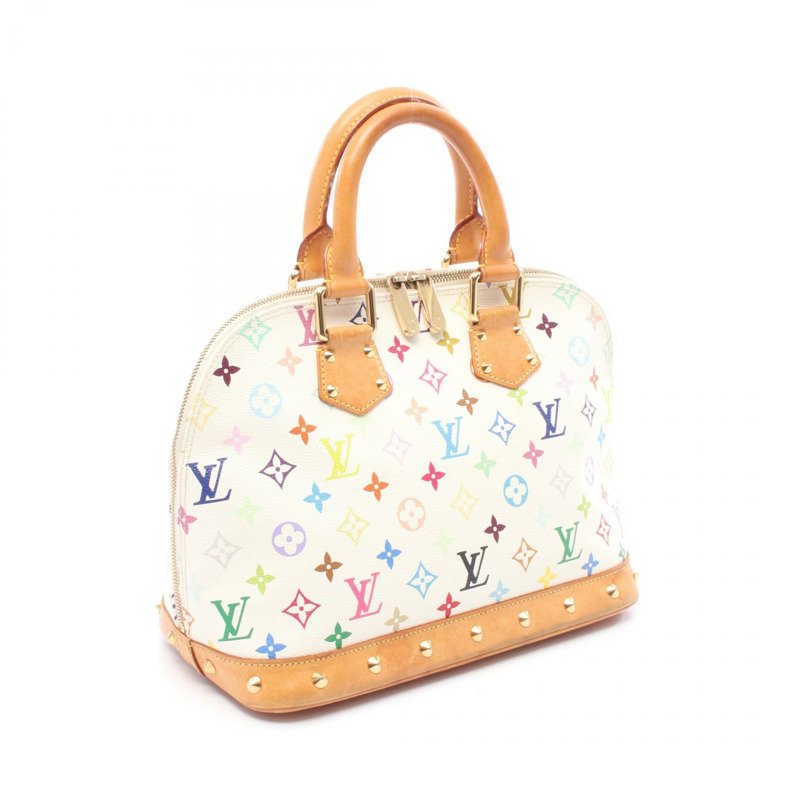 LOUIS VUITTON Alma 手提包 M92647 Monogram Multicolore 帆布 皮革 二手 女士-1