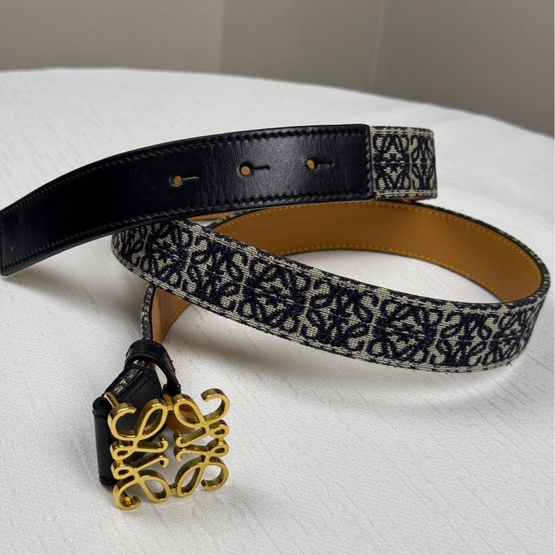 98新 Loewe 羅意威 編織皮帶徽標提花織物小牛皮金扣 腰帶 95size-7
