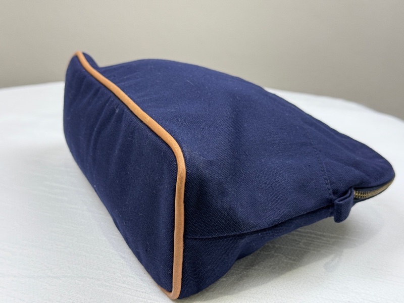 95新 Hermes愛馬仕 深藍色拉鍊式化妝包，帆布材質-8