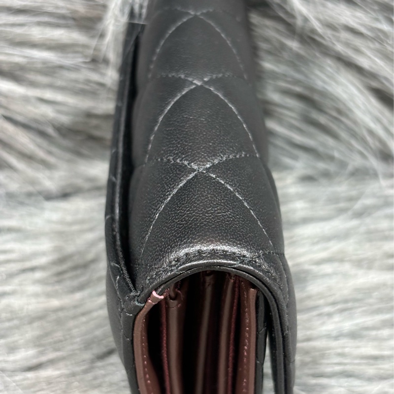 CHANEL AP0232 黑色 全皮 銀釦 三折 拉鍊零錢袋 錢包 中夾 卡夾 信用卡夾 皮夾-1