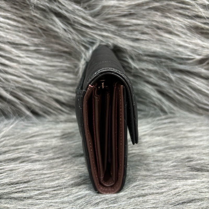 CHANEL AP0232 黑色 全皮 銀釦 三折 拉鍊零錢袋 錢包 中夾 卡夾 信用卡夾 皮夾-2