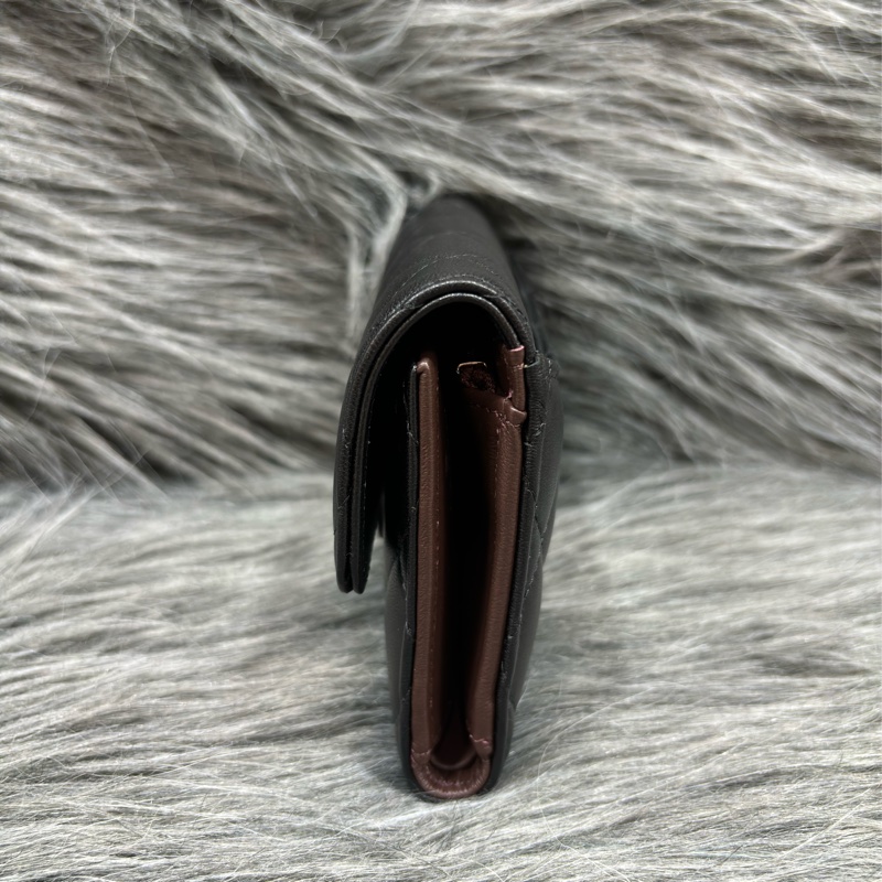 CHANEL AP0232 黑色 全皮 銀釦 三折 拉鍊零錢袋 錢包 中夾 卡夾 信用卡夾 皮夾-5