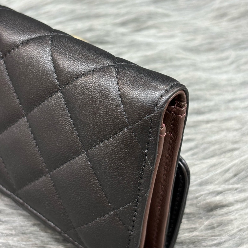 CHANEL AP0232 黑色 全皮 銀釦 三折 拉鍊零錢袋 錢包 中夾 卡夾 信用卡夾 皮夾-11