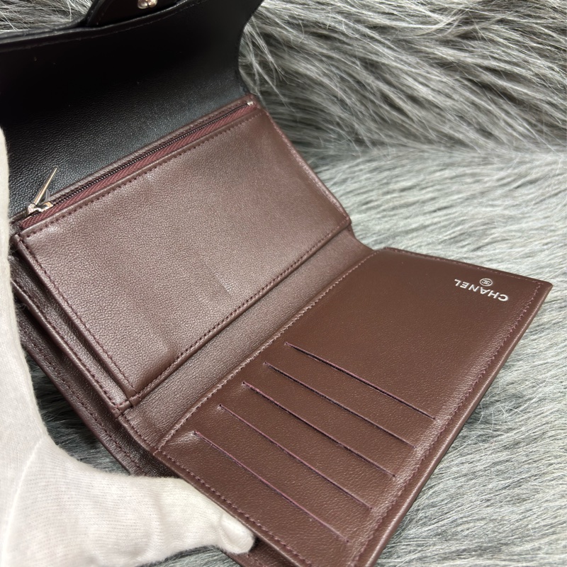 CHANEL AP0232 黑色 全皮 銀釦 三折 拉鍊零錢袋 錢包 中夾 卡夾 信用卡夾 皮夾-14