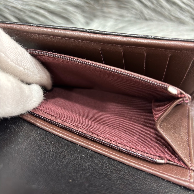 CHANEL AP0232 黑色 全皮 銀釦 三折 拉鍊零錢袋 錢包 中夾 卡夾 信用卡夾 皮夾-19