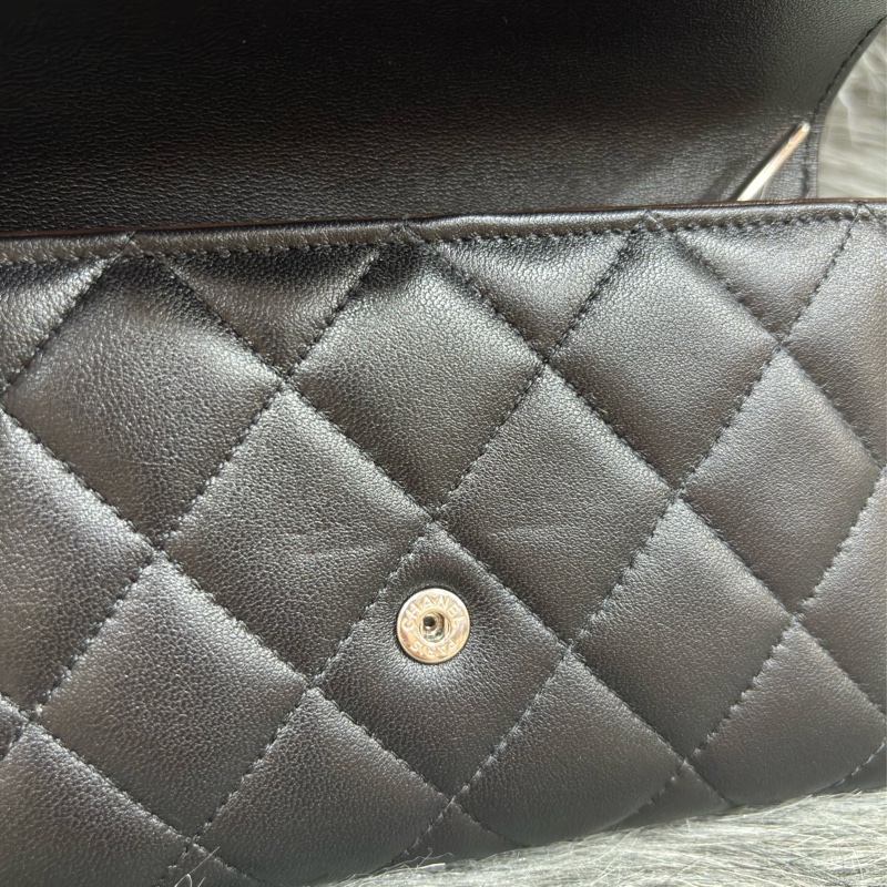 CHANEL AP0232 黑色 全皮 銀釦 三折 拉鍊零錢袋 錢包 中夾 卡夾 信用卡夾 皮夾-23