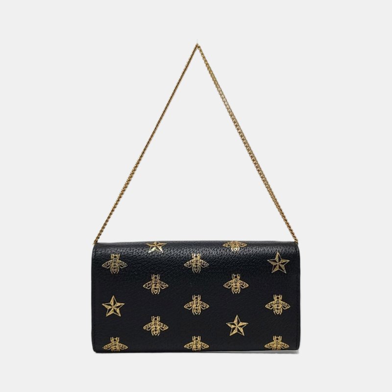 GUCCI Padlock 黑色 牛皮 印花 單肩包 手提包 手拿包-4