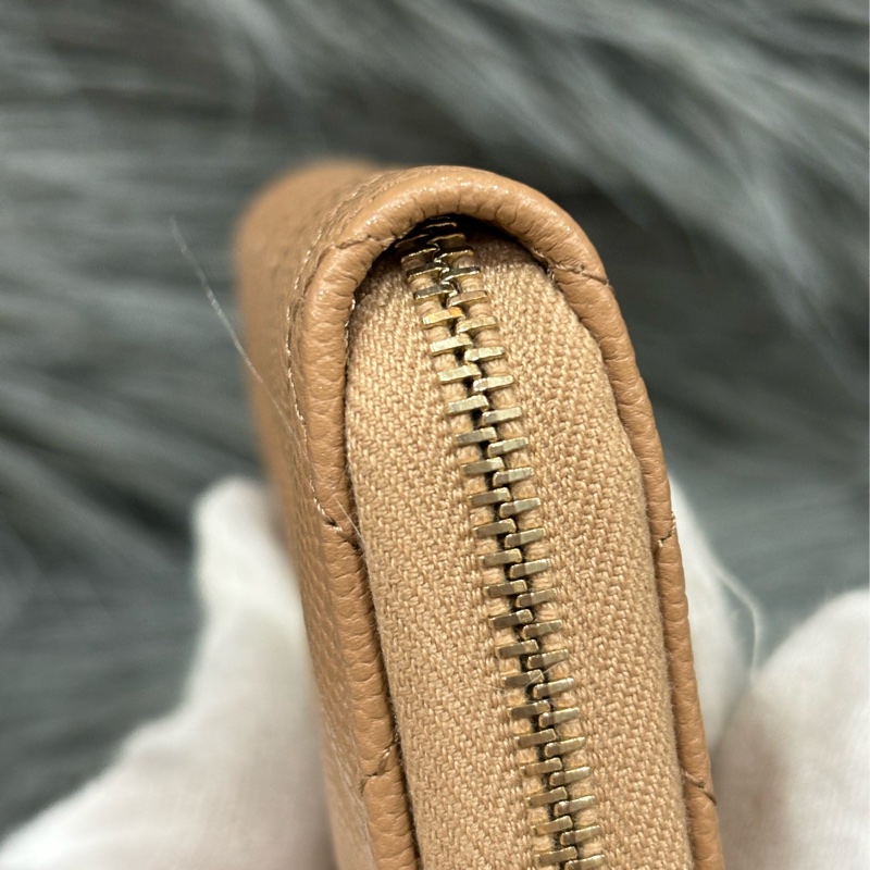 CHANEL AP3050 奶茶色 荔枝皮 淡金釦 拉鍊零錢包 卡包 卡夾 信用卡包-13