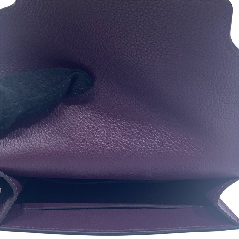 HERMES 愛馬仕 ROULIS SLIM 短夾 迷你腰包 皮革 紫色 金扣-7